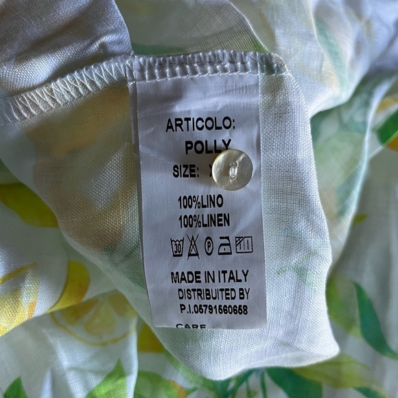 Cento Lino - 100% linen Sleeveless Lemon Print Midi Dress - Picture 4 of 8